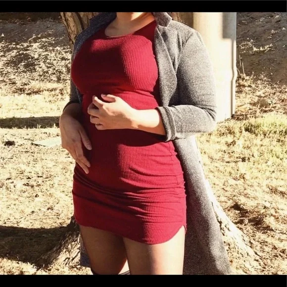 Dresses | Burgundy Ribbed Shirt Dress | Poshmark